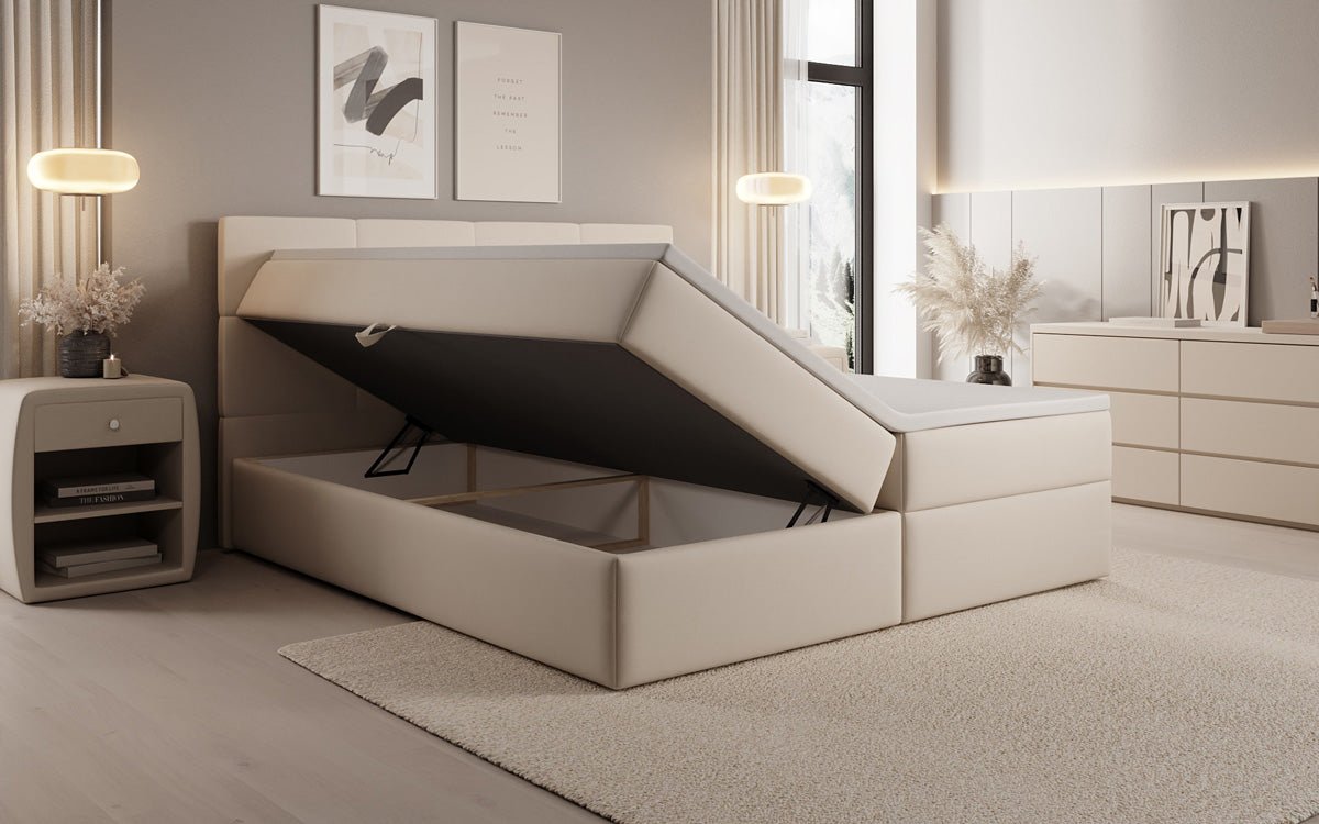 Boxspringbett Levi in Stoff mit Stauraum
