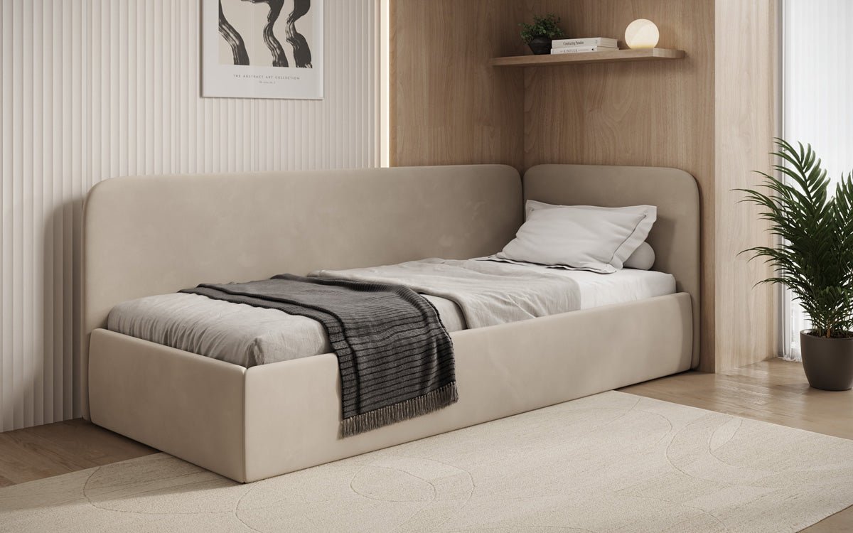Designer Polsterbett/Gästebett/Sofa Cleo mit Stauraum