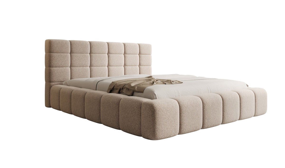 Designer Polsterbett Marshmallow in Strukturstoff mit Stauraum