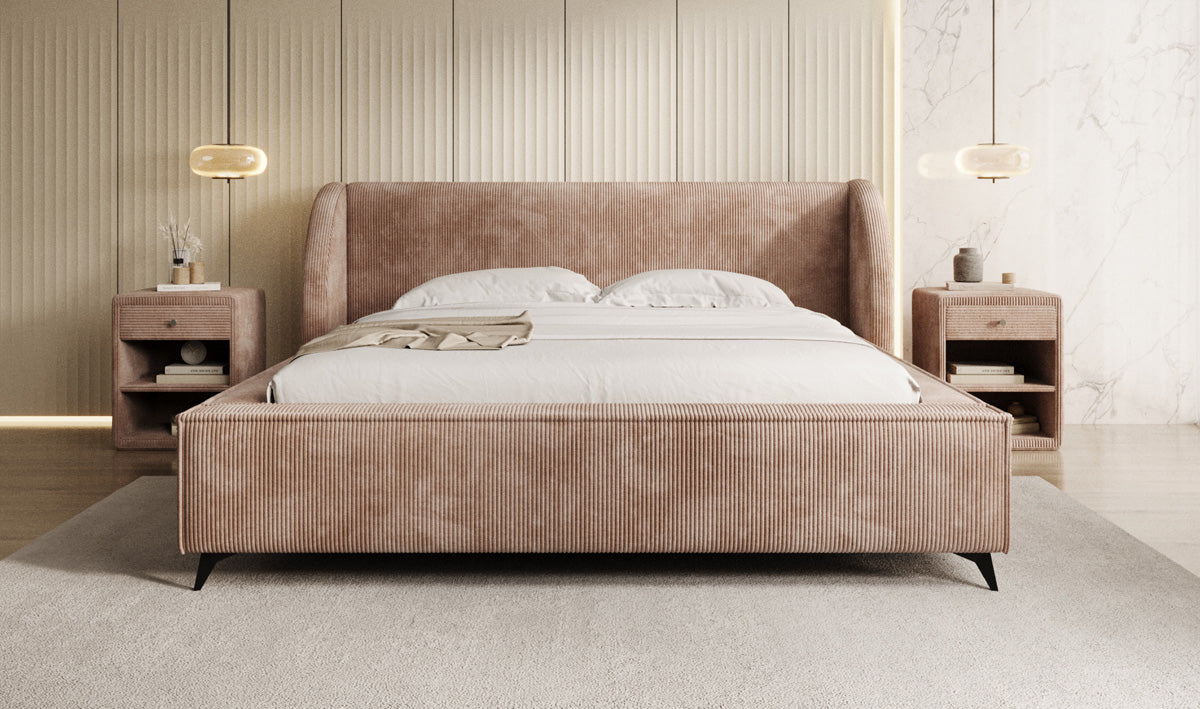 Designer Polsterbett Freya Cord mit Stauraum
