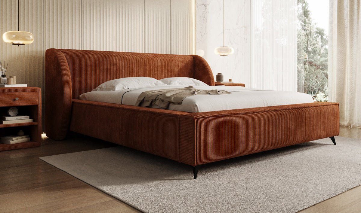 Designer Polsterbett Freya Cord mit Stauraum