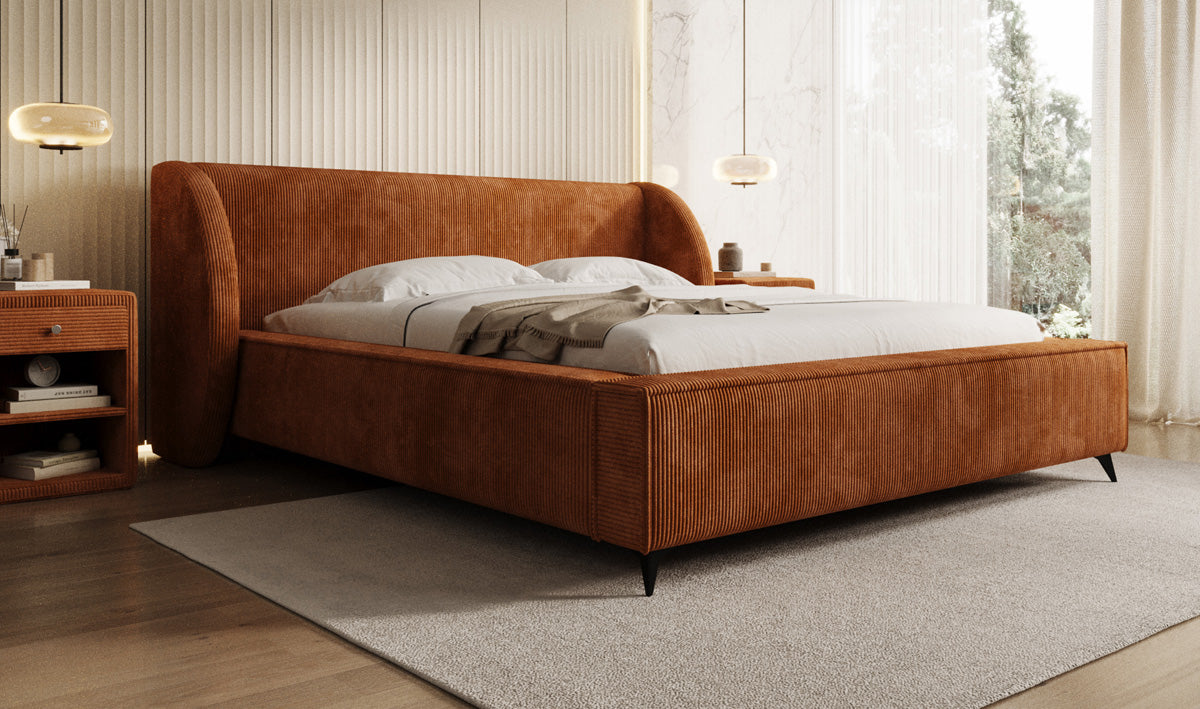 Designer Polsterbett Freya Cord mit Stauraum
