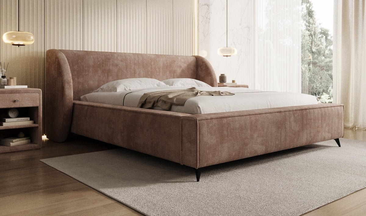 Designer Polsterbett Freya Cord mit Stauraum