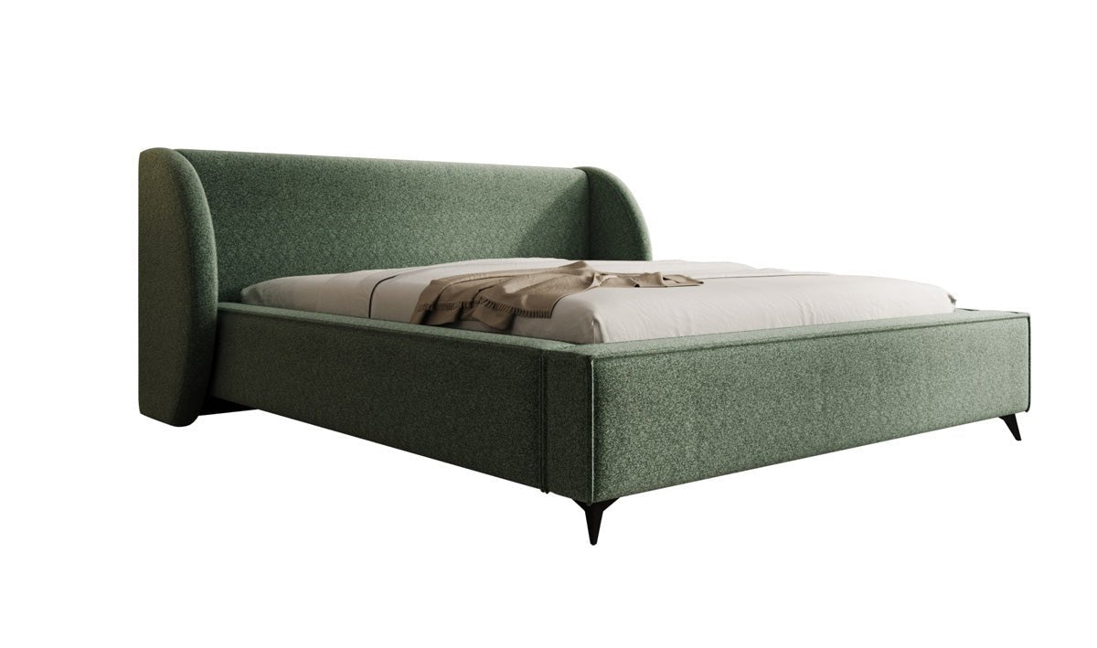 Designer Polsterbett Freya in Strukturstoff mit Stauraum