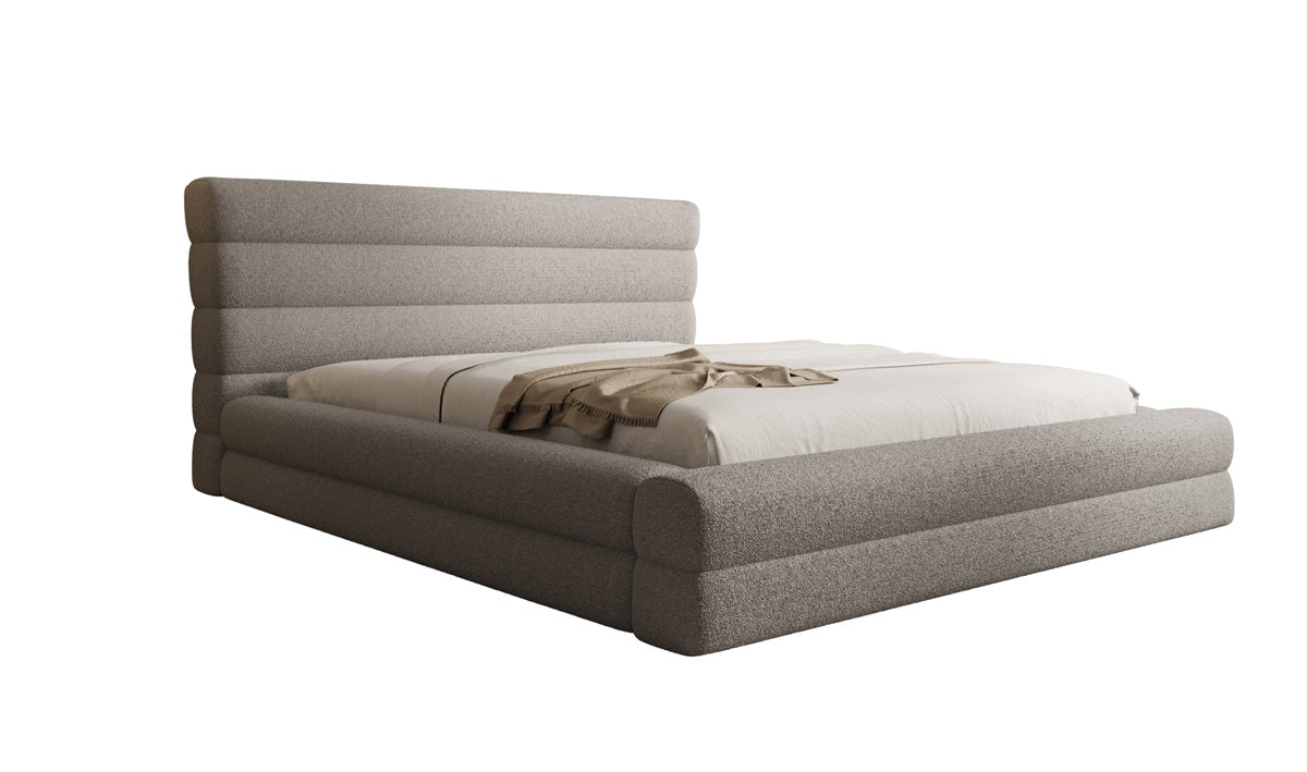 Designer Polsterbett Maren in Teddy Bouclé mit Stauraum