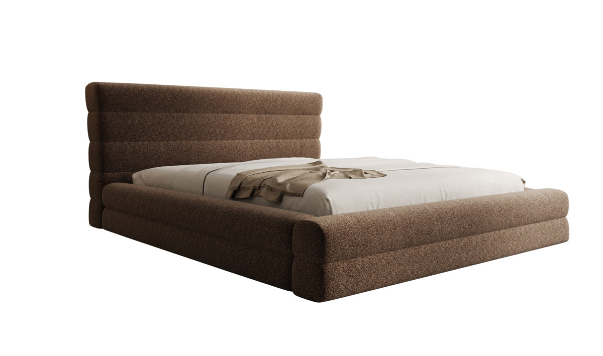 Designer Polsterbett Maren in Strukturstoff mit Stauraum