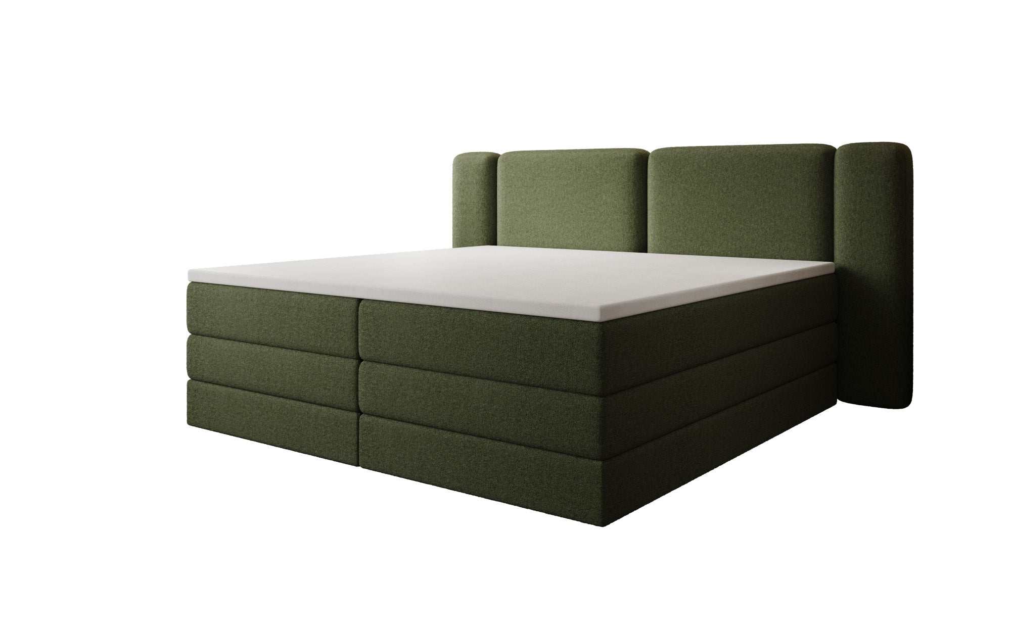 Boxspringbett Leni mit hochklappbarem Stauraum in Teddy Bouclé