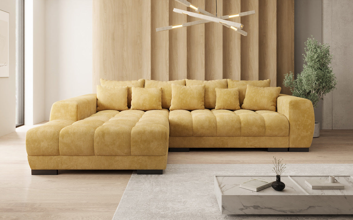 Designer Sofa Balu mit Schlaffunktion und Stauraum in Cord
