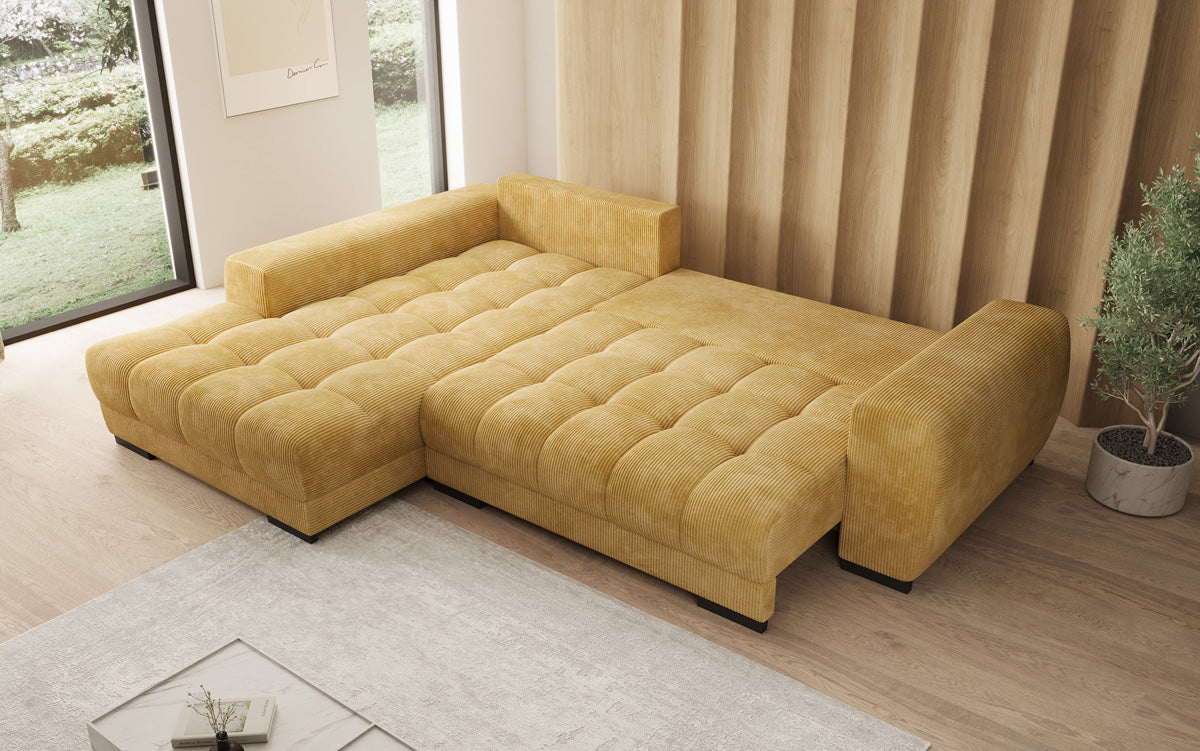 Designer Sofa Balu mit Schlaffunktion und Stauraum in Cord