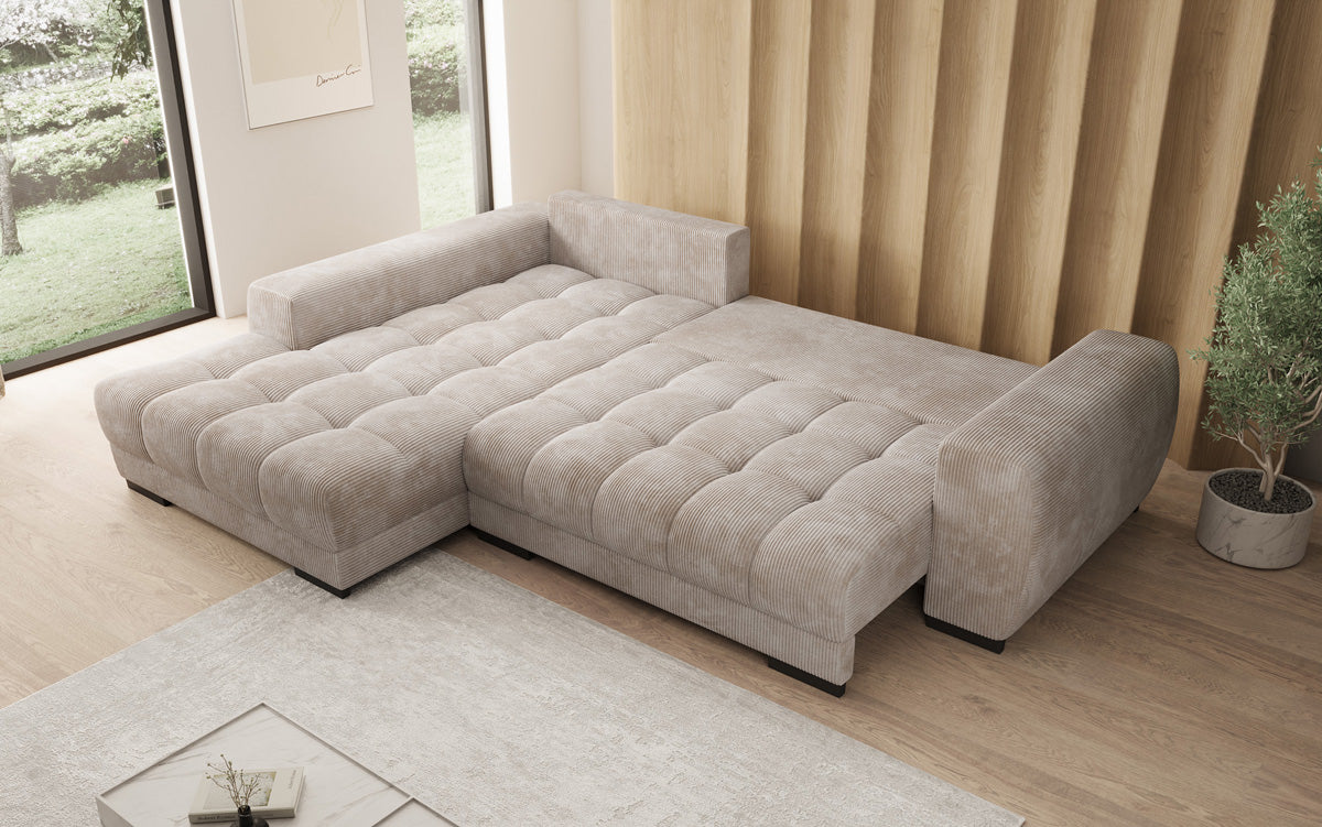 Designer Sofa Balu mit Schlaffunktion und Stauraum in Cord