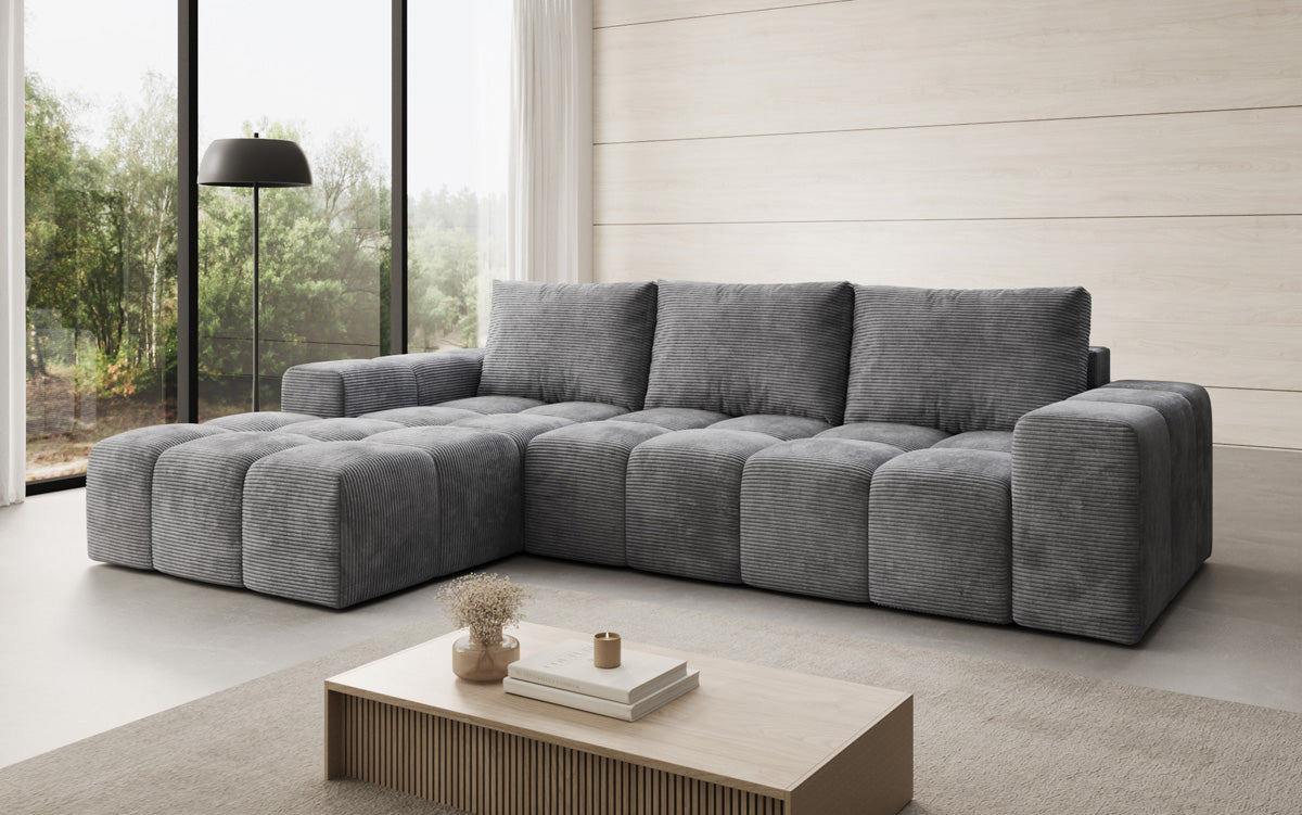Designer Sofa Aila mit Schlaf- und Klappfunktion in Cord