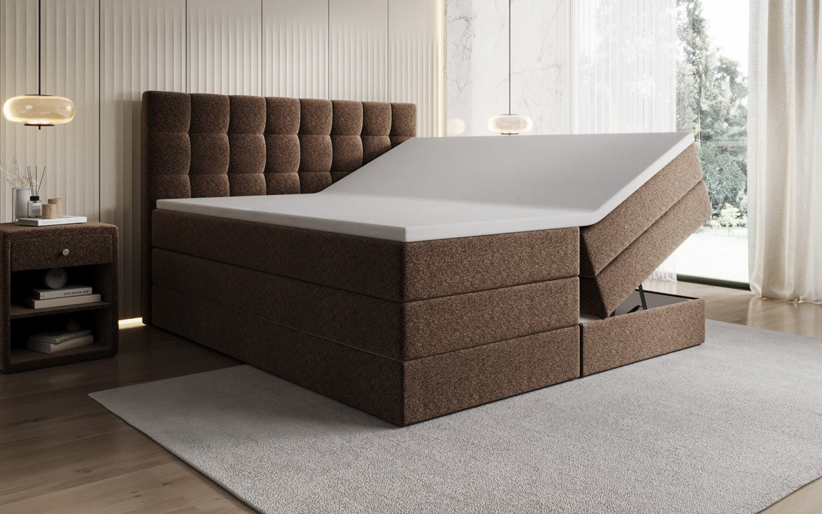 Boxspringbett Grandé in Strukturstoff mit Stauraum
