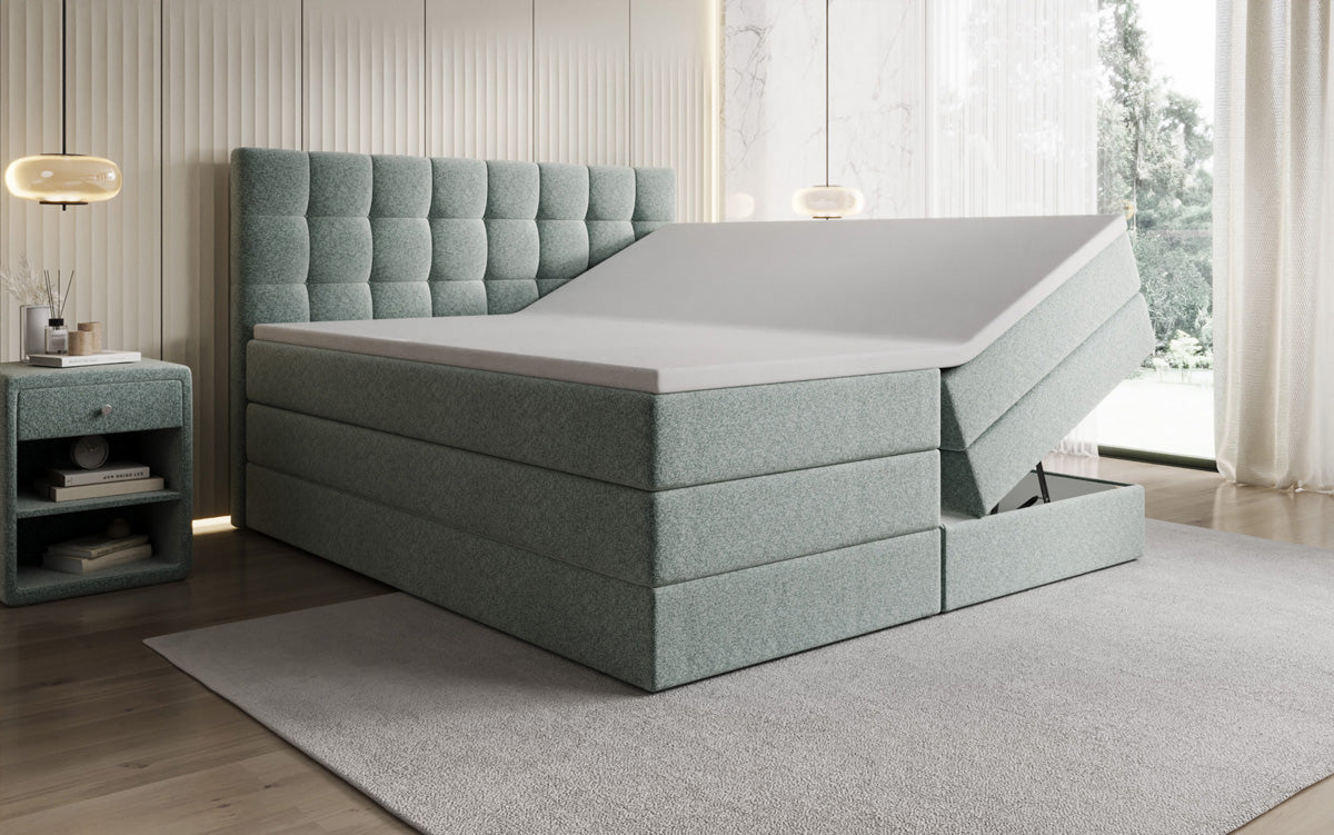Boxspringbett Grandé in Strukturstoff mit Stauraum
