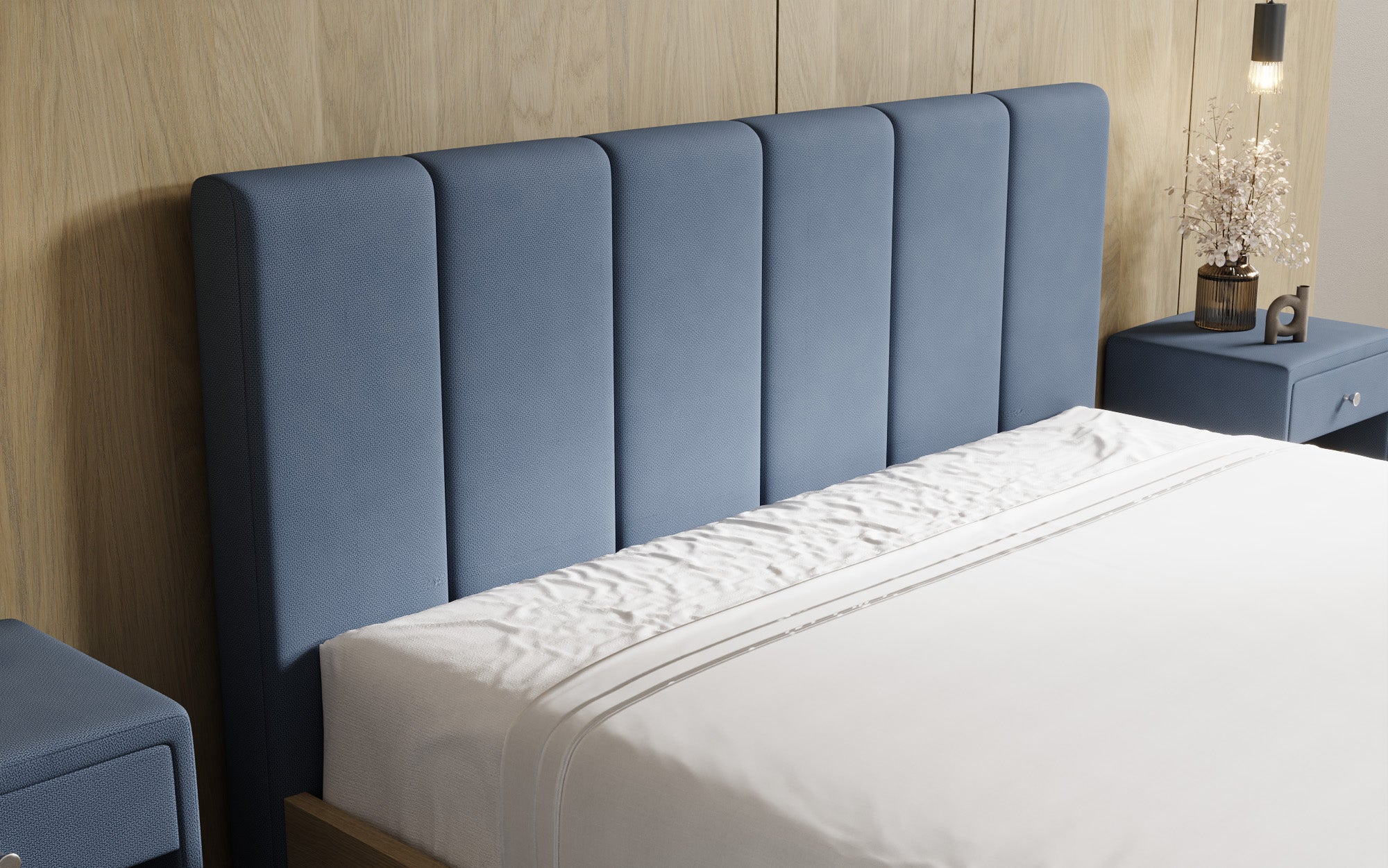 Designer Polsterbett Fiore Piano in Stoff mit Stauraum