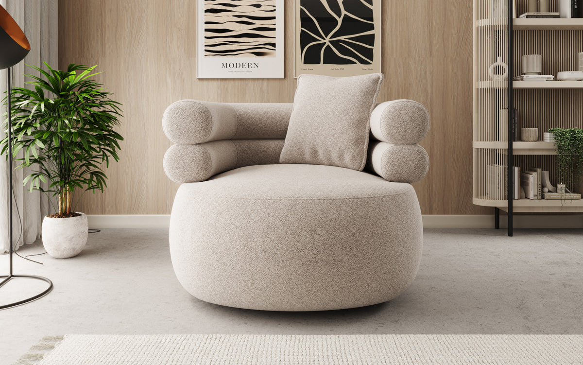 Designer Sofa-Sessel Lio in Strukturstoff - 360°-Drehfunktion