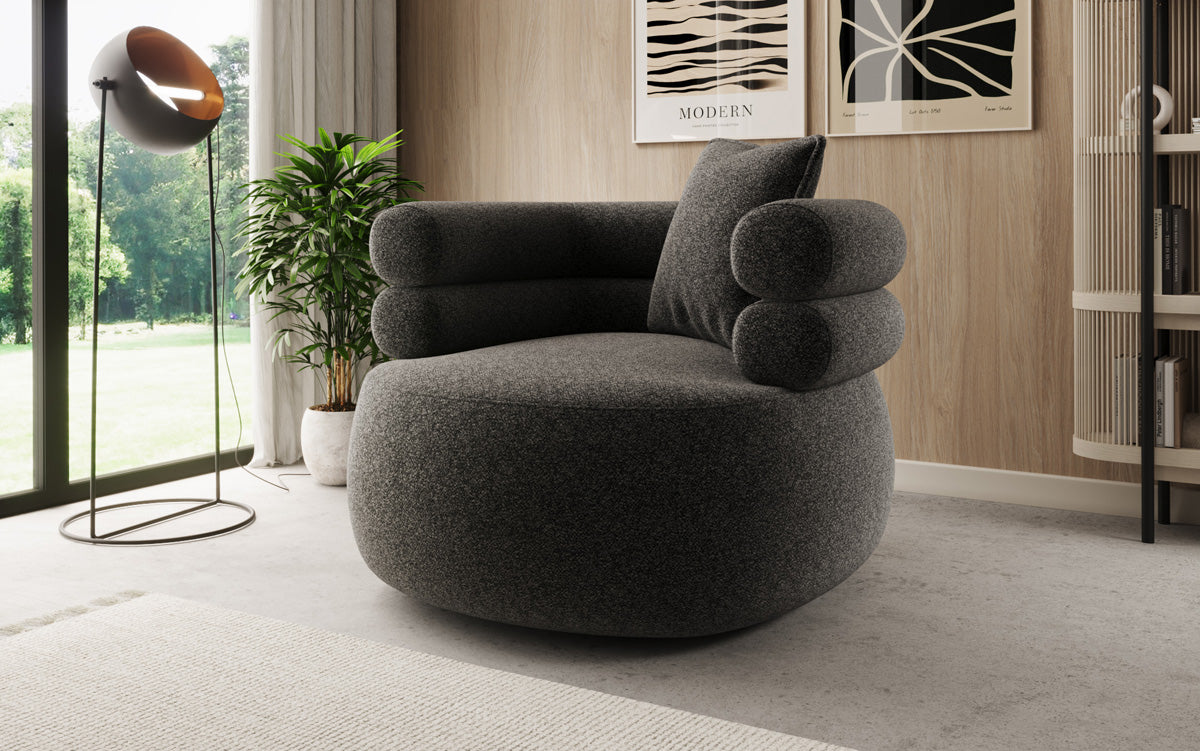 Designer Sofa-Sessel Lio in Strukturstoff - 360°-Drehfunktion