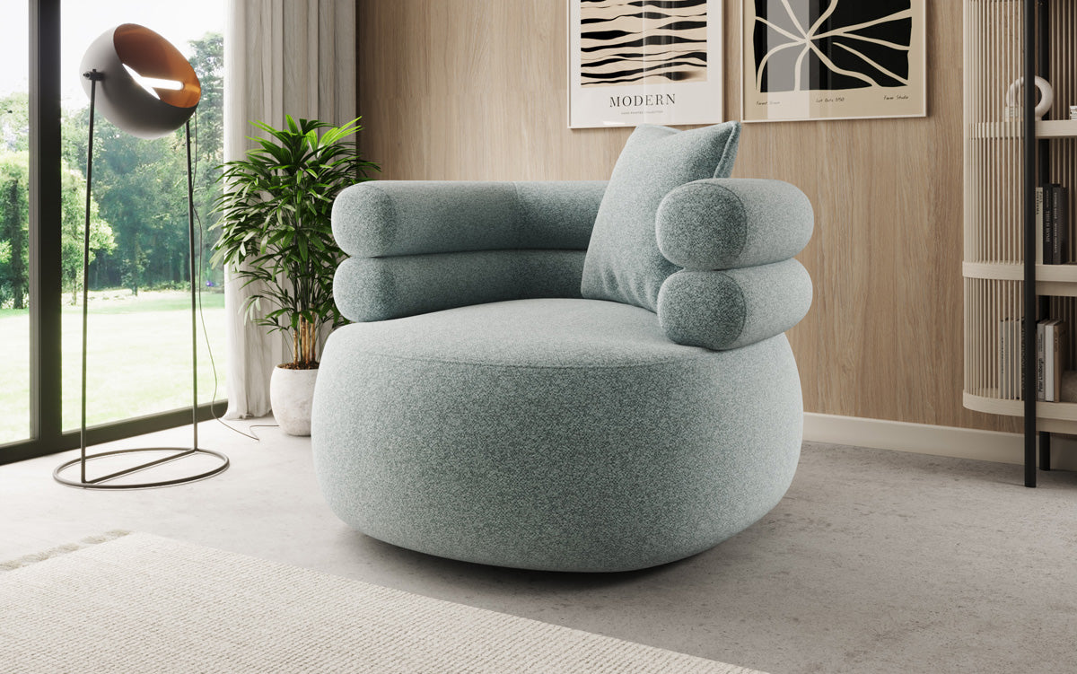 Designer Sofa-Sessel Lio in Strukturstoff - 360°-Drehfunktion