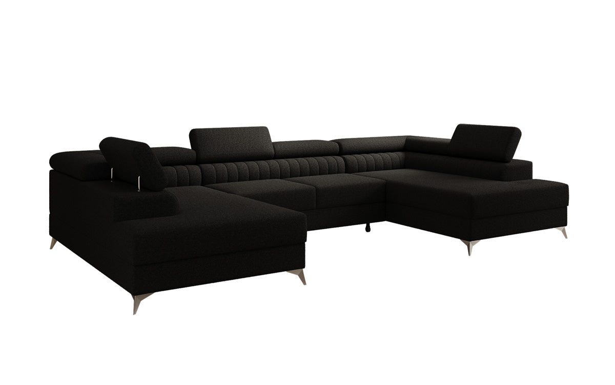 Designer Sofa Aurea U mit Schlaf- und Klappfunktion in Bouclé