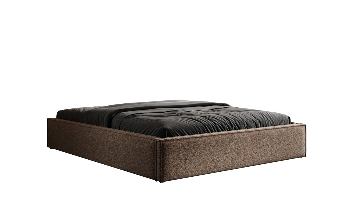 Designer Polsterbett Base mit Stauraum ohne Headboard in Strukturstoff