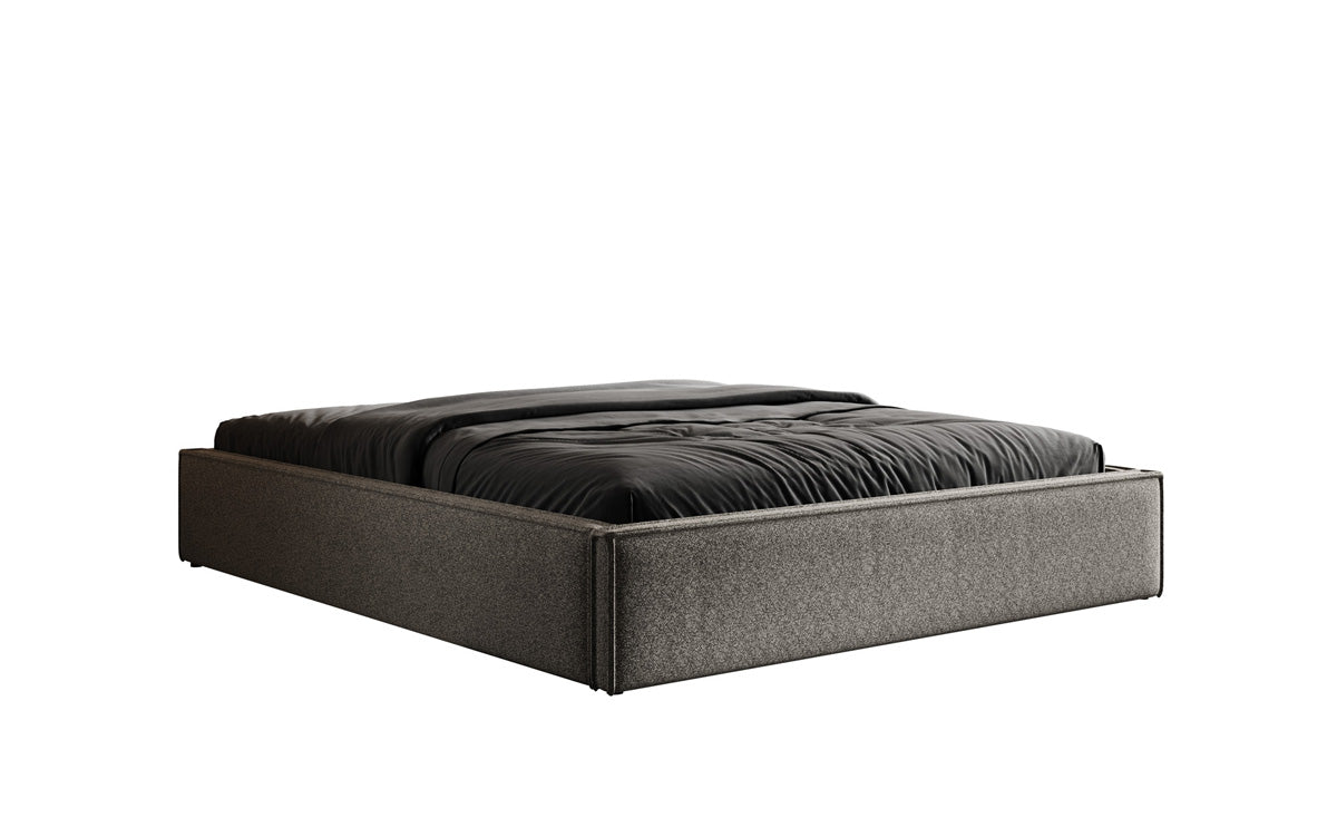 Designer Polsterbett Base mit Stauraum ohne Headboard in Strukturstoff