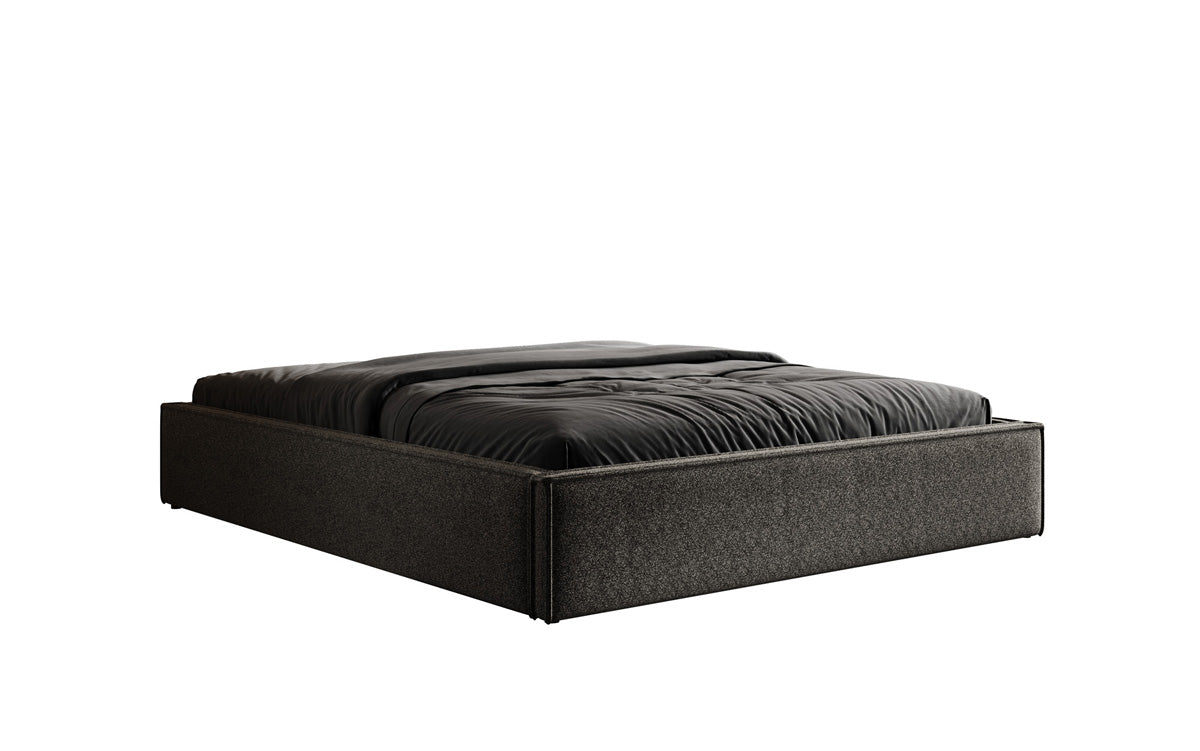 Designer Polsterbett Base mit Stauraum ohne Headboard in Strukturstoff