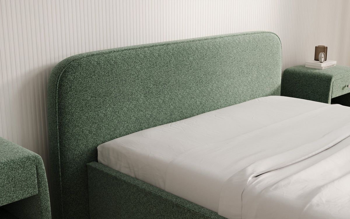 Designer Polsterbett Nola in Strukturstoff mit Stauraum