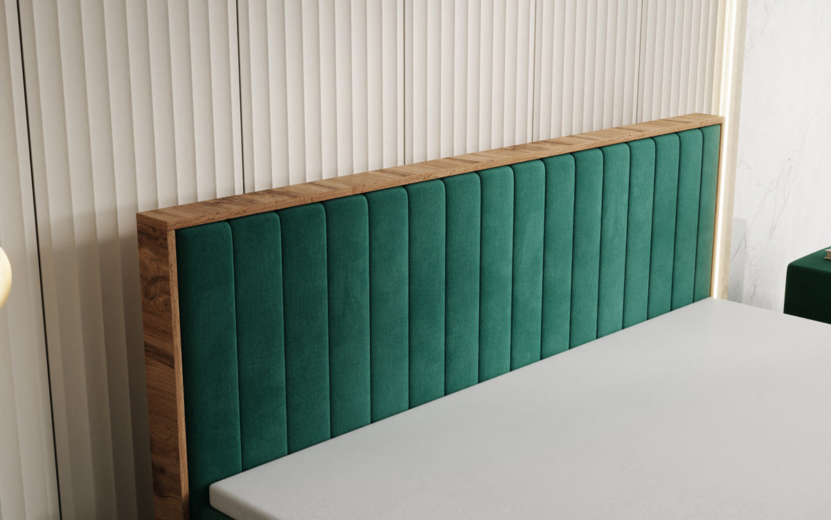 Boxspringbett Timber Line mit Stauraum in Samt
