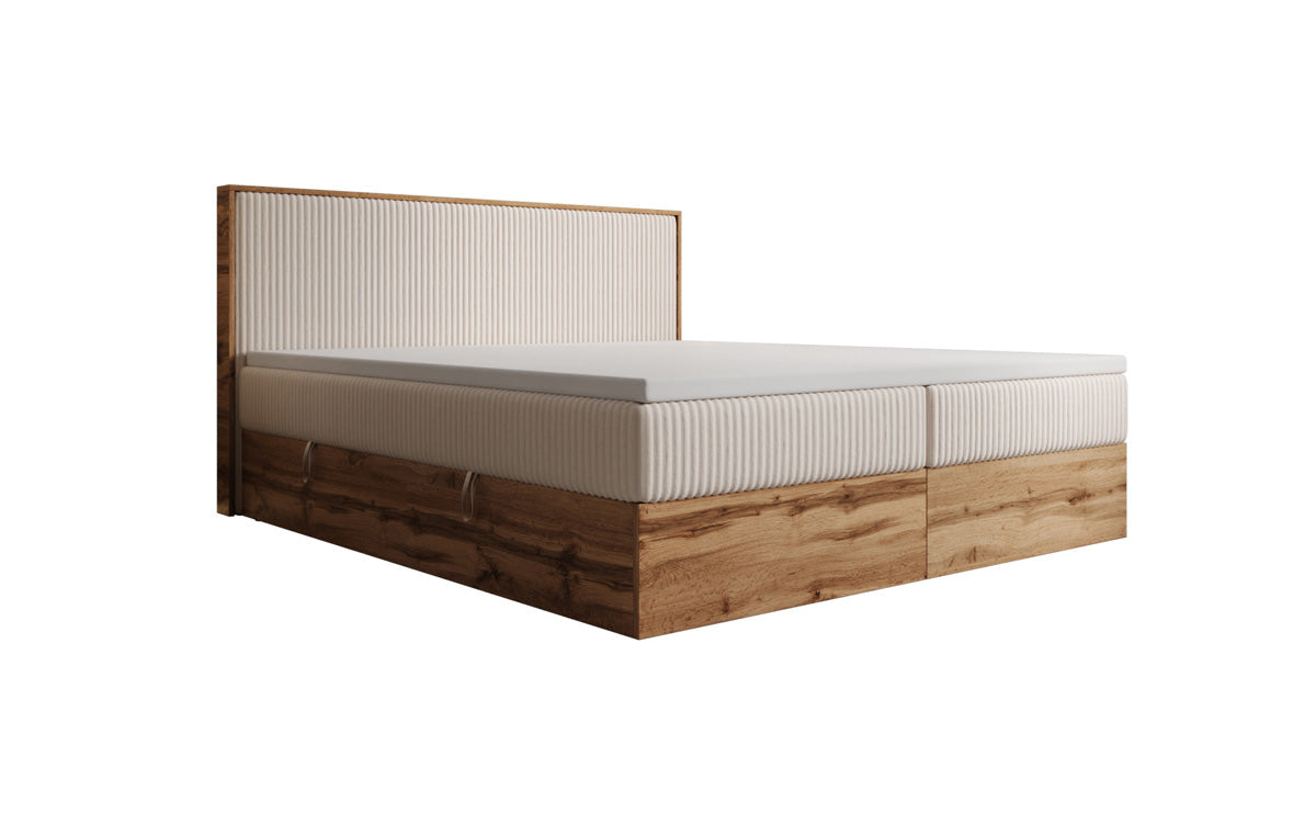 Boxspringbett Timber in Cord mit Stauraum