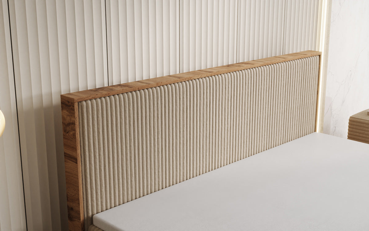 Boxspringbett Timber in Cord mit Stauraum