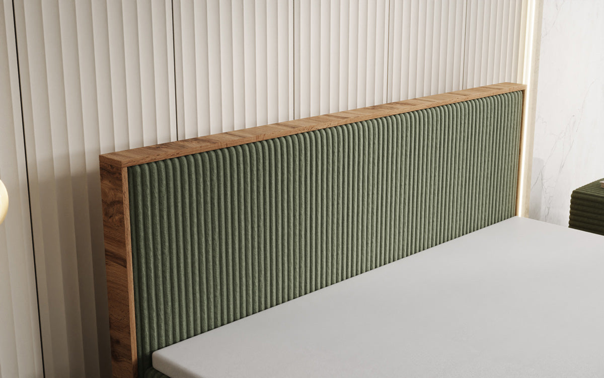 Boxspringbett Timber in Cord mit Stauraum