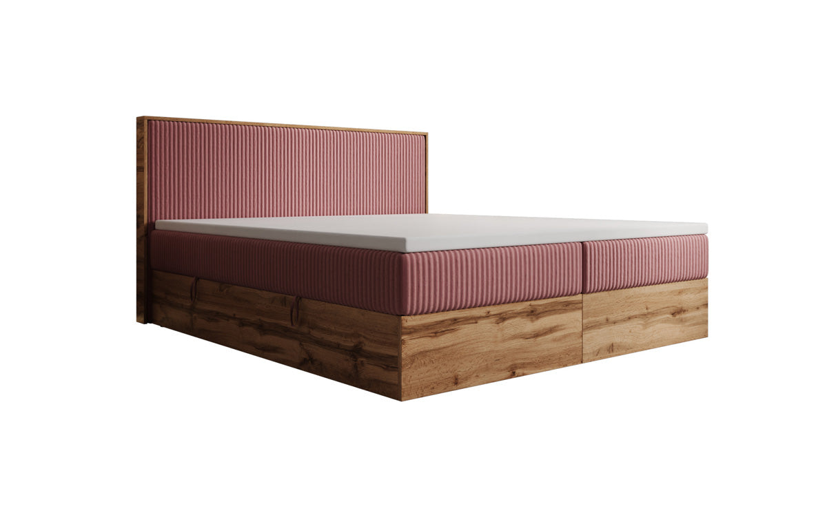 Boxspringbett Timber in Cord mit Stauraum