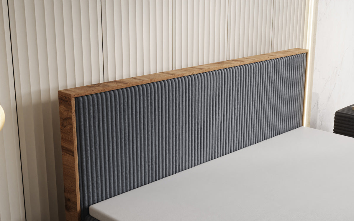 Boxspringbett Timber in Cord mit Stauraum