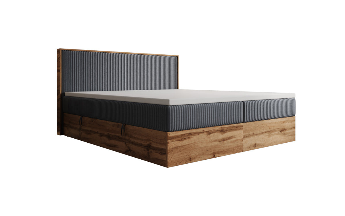 Boxspringbett Timber in Cord mit Stauraum