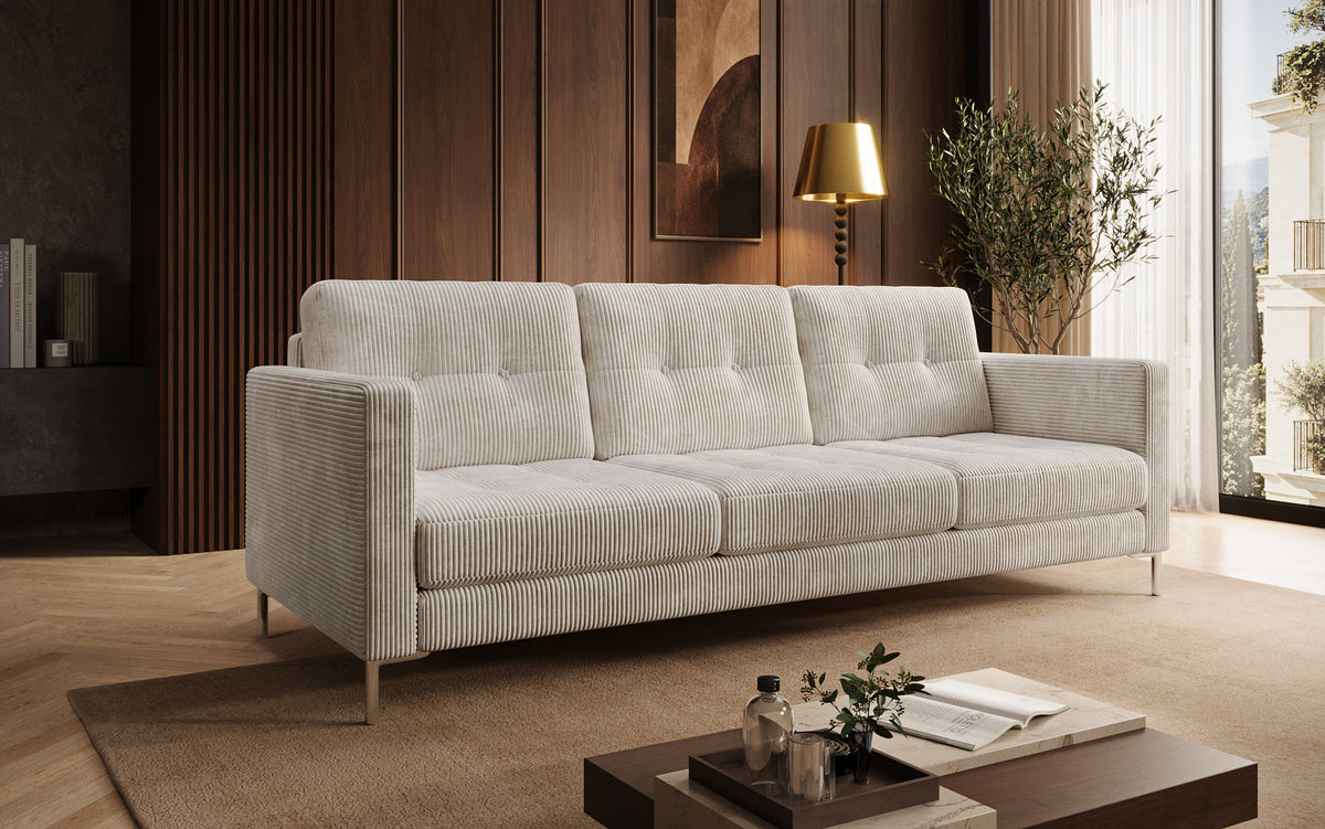 Designer 3 Sitzer Sofa Harvey mit Schlaf- und Klappfunktion in Cord