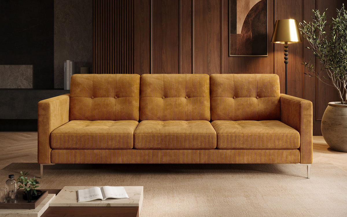 Designer 3 Sitzer Sofa Harvey mit Schlaf- und Klappfunktion in Cord