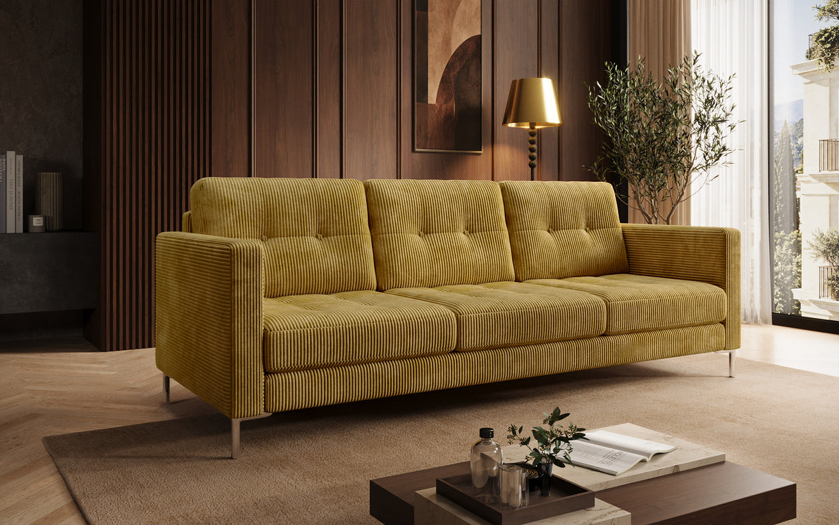 Designer 3 Sitzer Sofa Harvey mit Schlaf- und Klappfunktion in Cord