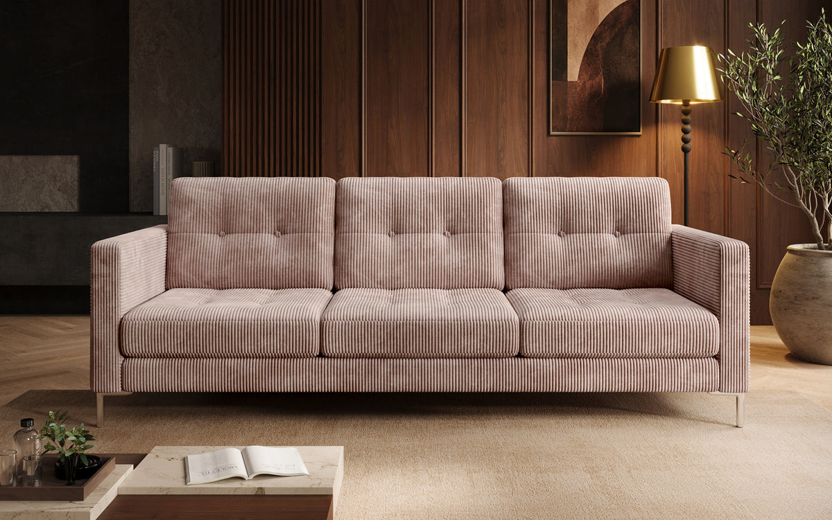 Designer 3 Sitzer Sofa Harvey mit Schlaf- und Klappfunktion in Cord