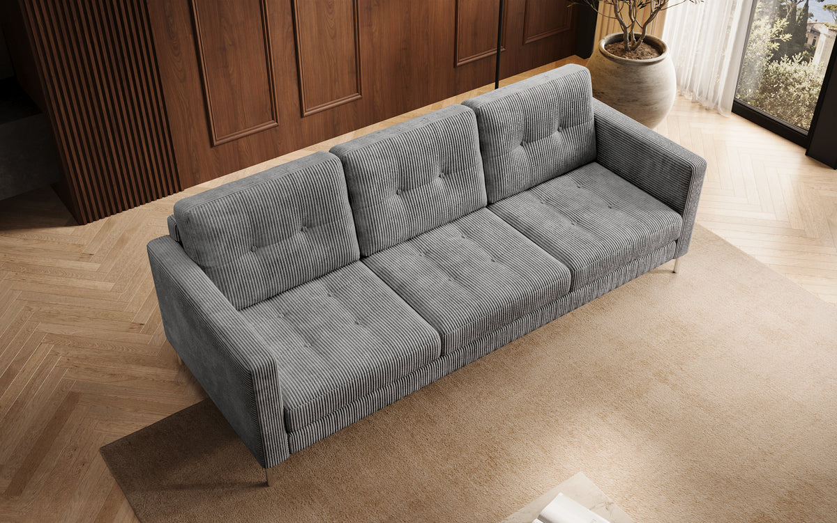 Designer 3 Sitzer Sofa Harvey mit Schlaf- und Klappfunktion in Cord