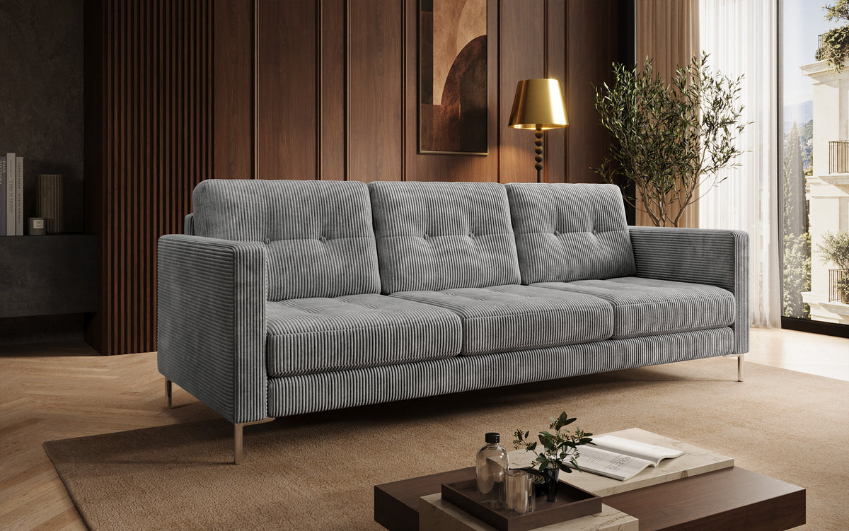 Designer 3 Sitzer Sofa Harvey mit Schlaf- und Klappfunktion in Cord