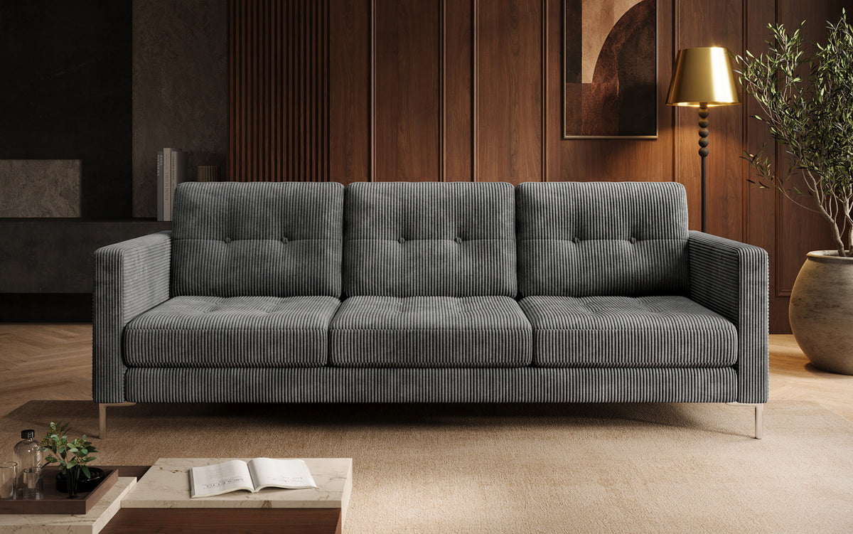 Designer 3 Sitzer Sofa Harvey mit Schlaf- und Klappfunktion in Cord