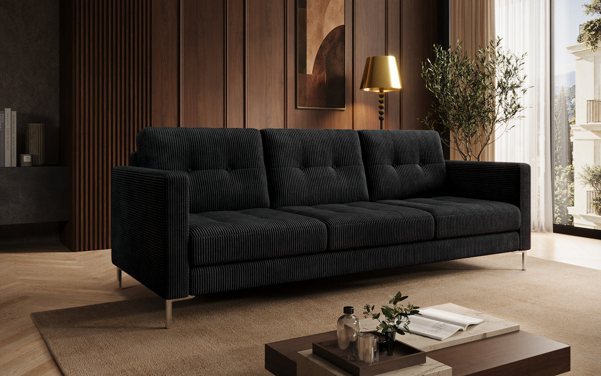 Designer 3 Sitzer Sofa Harvey mit Schlaf- und Klappfunktion in Cord
