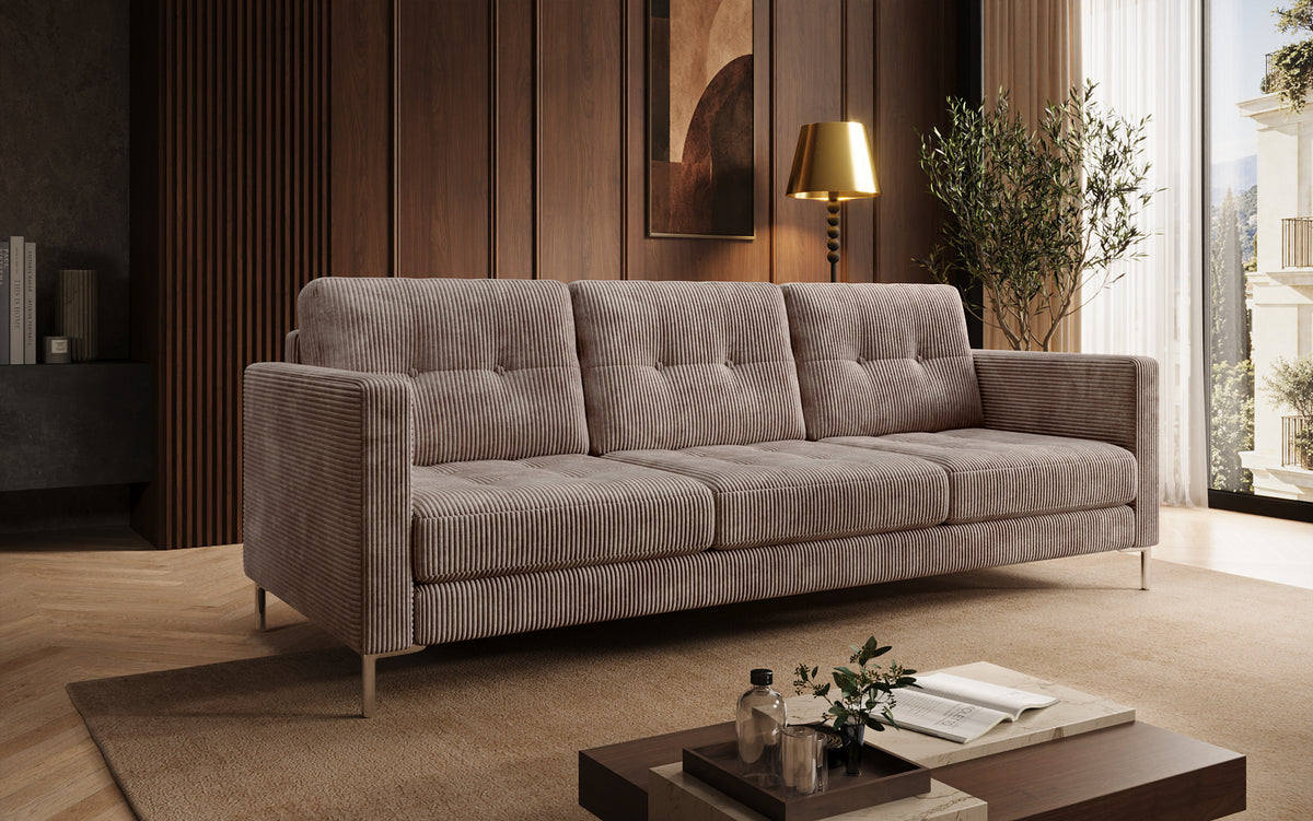 Designer 3 Sitzer Sofa Harvey mit Schlaf- und Klappfunktion in Cord