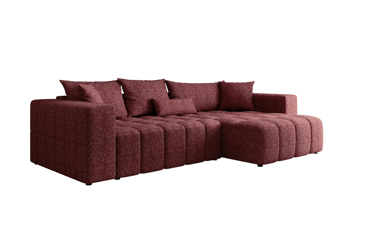 Designer Ecksofa Momo mit Schlaf- und Klappfunktion in Strukturstoff