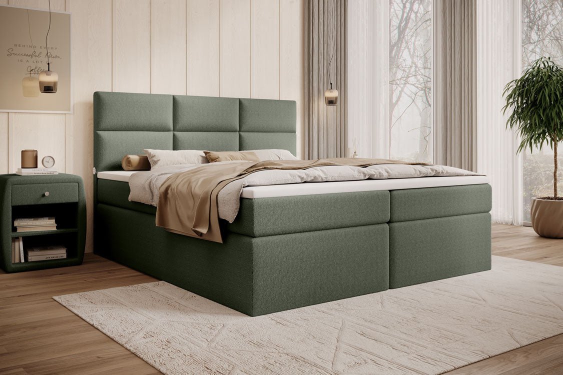 Boxspringbett Carito Bouclé mit USB und Stauraum