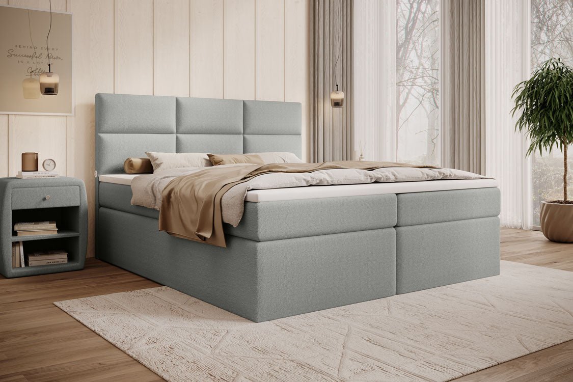 Boxspringbett Carito Bouclé mit USB und Stauraum