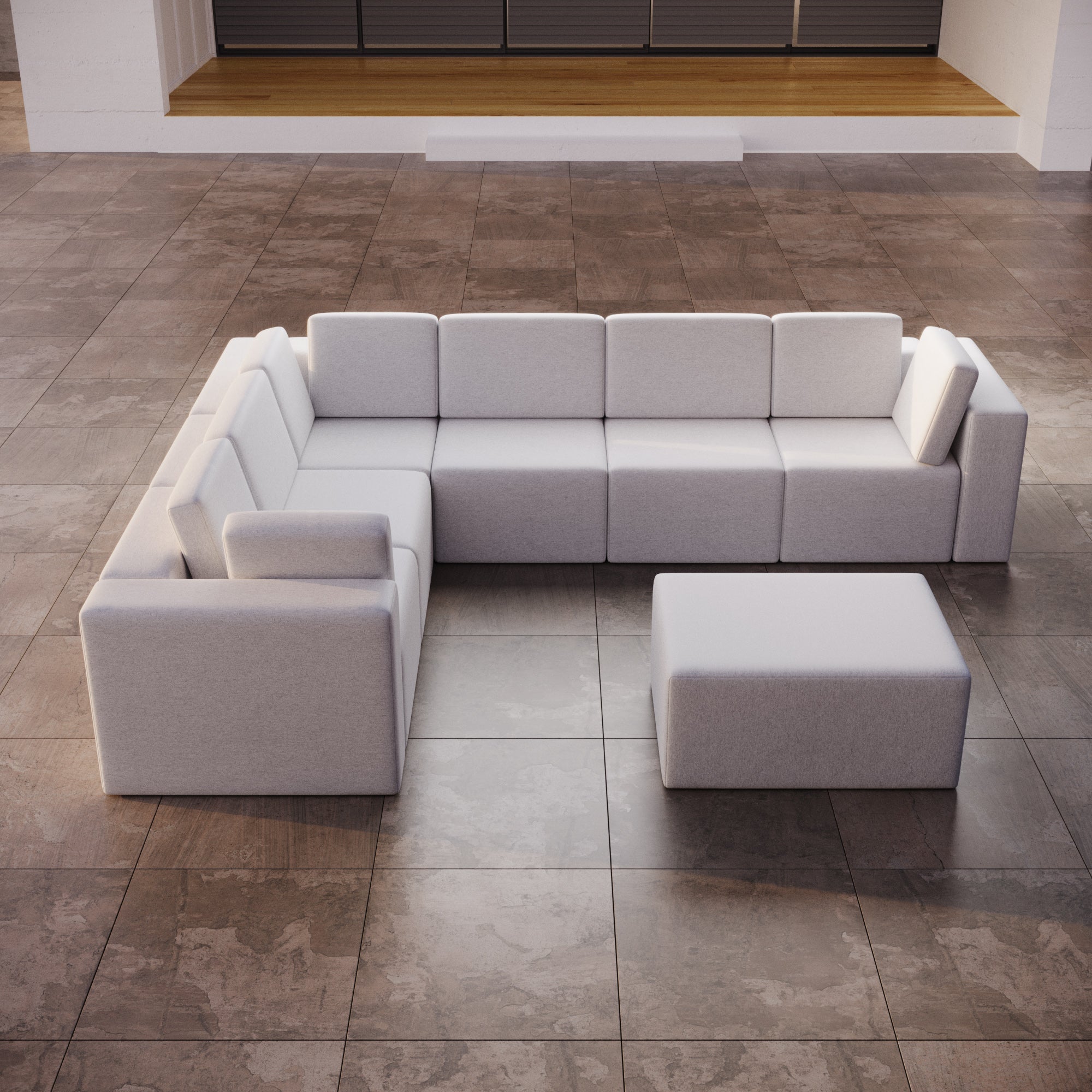 Sofa de jardin modulaire Eden L Maxi avec pouf d'appoint