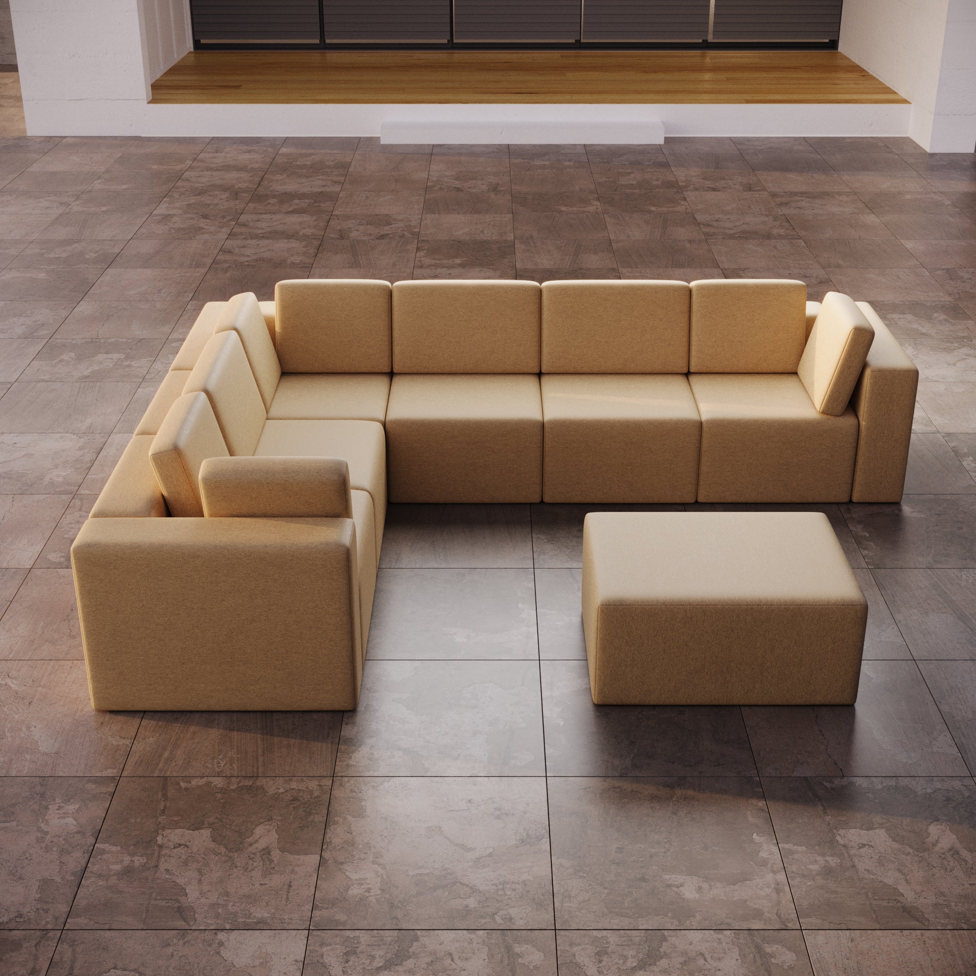 Sofa de jardin modulaire Eden L Maxi avec pouf d'appoint
