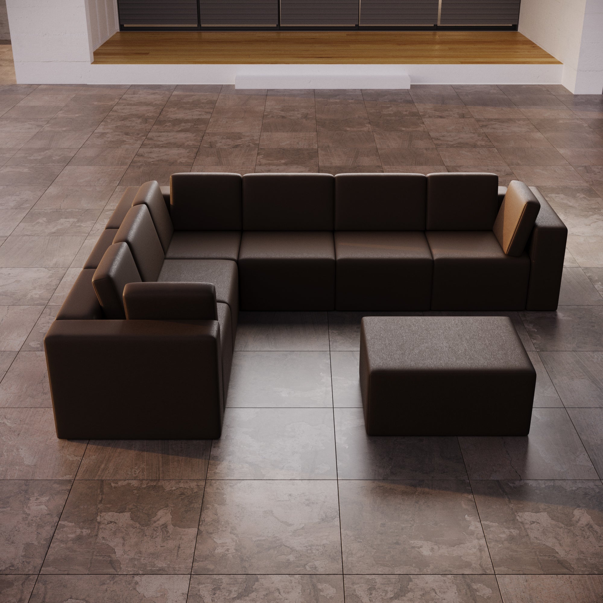 Sofa de jardin modulaire Eden L Maxi avec pouf d'appoint