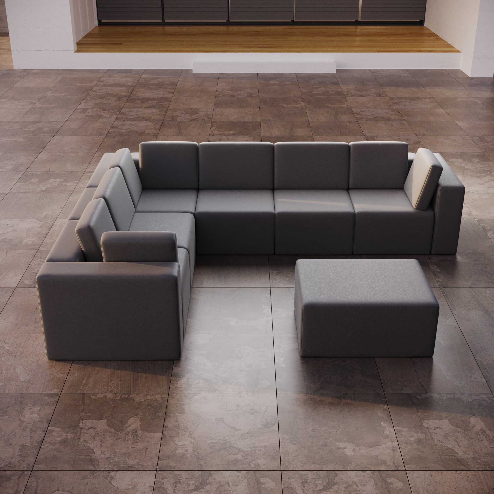 Sofa de jardin modulaire Eden L Maxi avec pouf d'appoint
