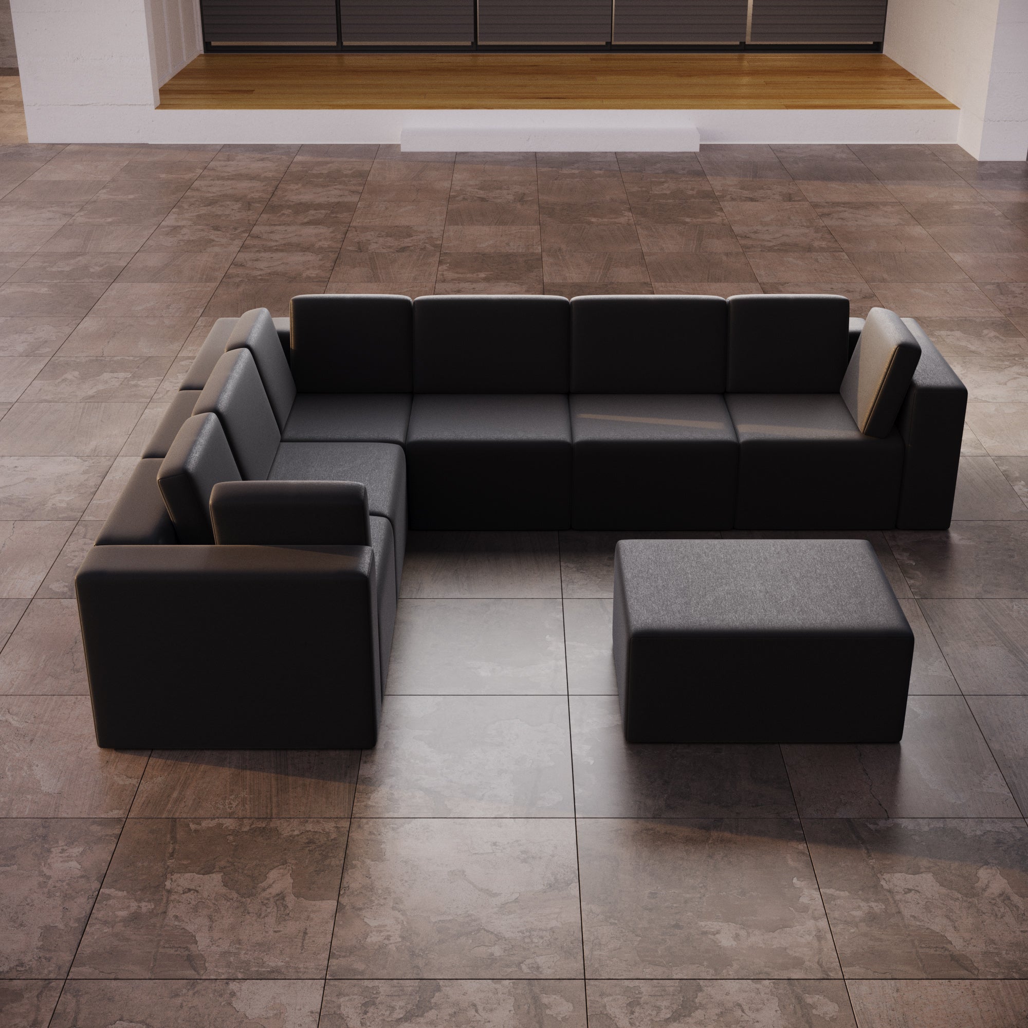 Sofa de jardin modulaire Eden L Maxi avec pouf d'appoint